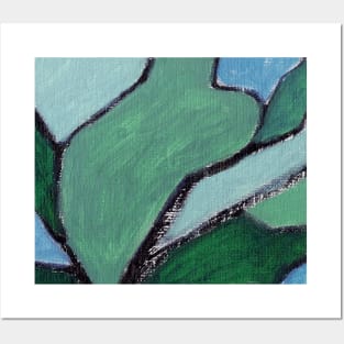 Cobalt Blue Navy Green Abstract Art Posters and Art